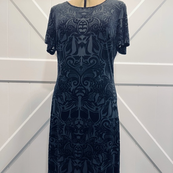NWT brocade cut velvet midnight blue short sleeve - Picture 7 of 12